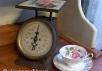 Rose Thrifty Find teacup and scale