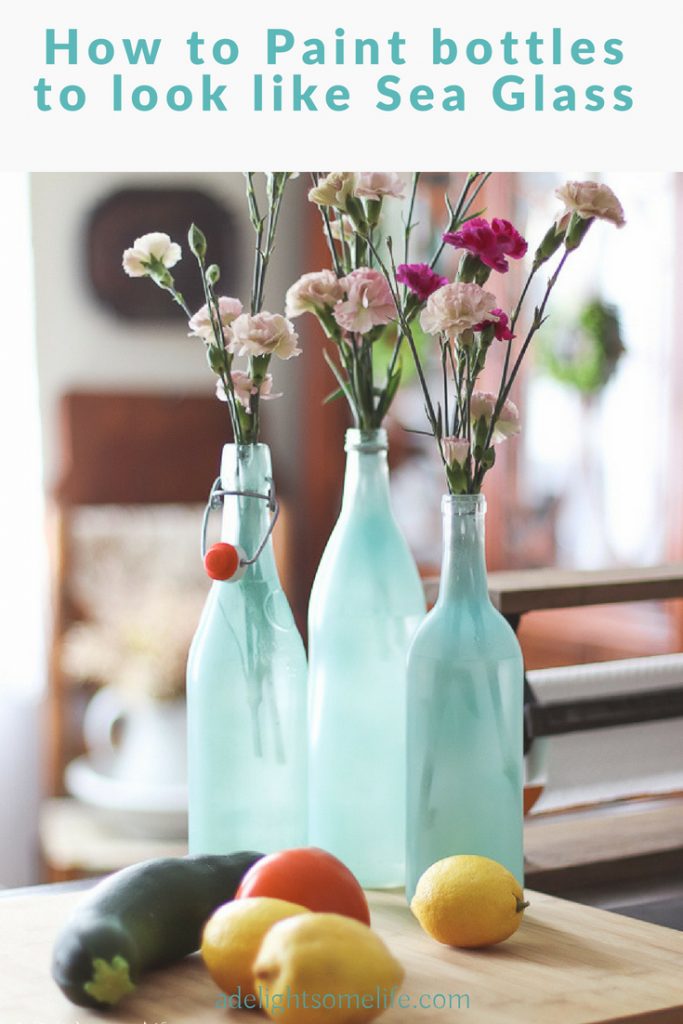how to paint bottles to look like sea glass